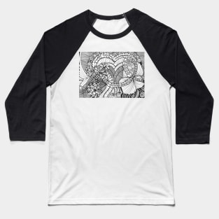 Handmade Illustration drawing of heart flowers and chain Baseball T-Shirt